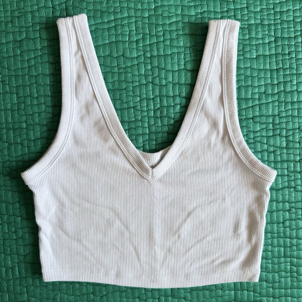 NEW Wild Fable Baby Blue Ribbed Cropped V Neck Tank Top XS Y2K Summer Baby Tee